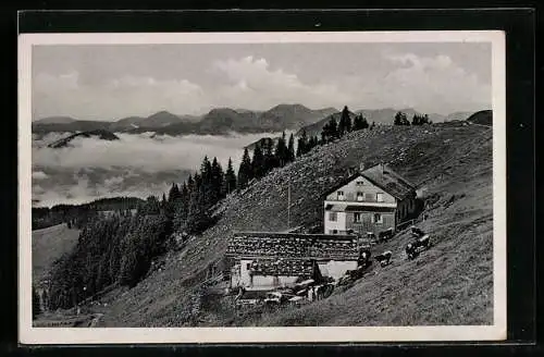 AK Spitzstein-Haus, Berghütte mit Blick gegen das Inntal