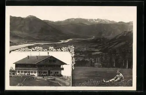 AK Bad Tölz, Gasthof Blomberghaus, Gebirgspanorama