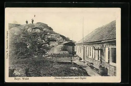 AK Ossa-Schutzhaus, Ansicht mit Gipfel