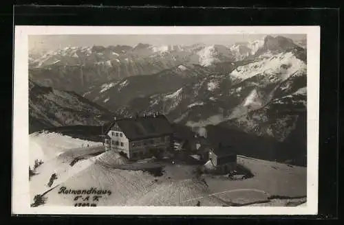 AK Rotwandhaus, Berghütte vor Gebirgspanorama