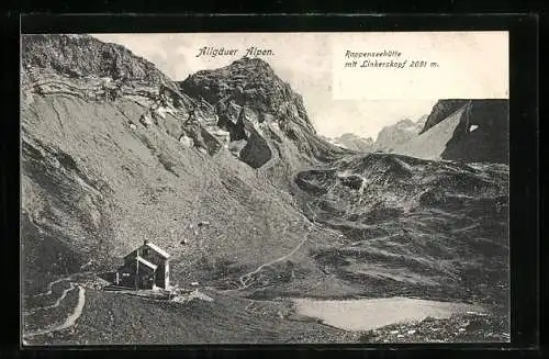 AK Rappenseehütte, Berghütte mit Linkerskopf