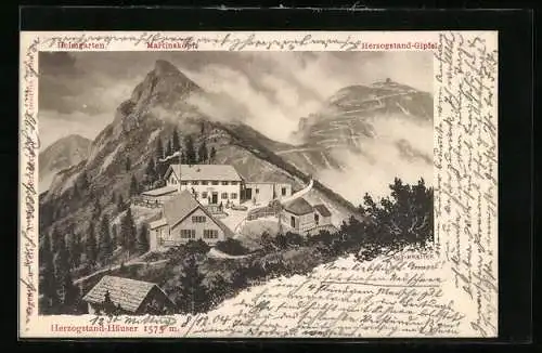 AK Herzogstand-Haus, Berghütte mit Blick auf Herzogstand-Gipfel und Martinskopf