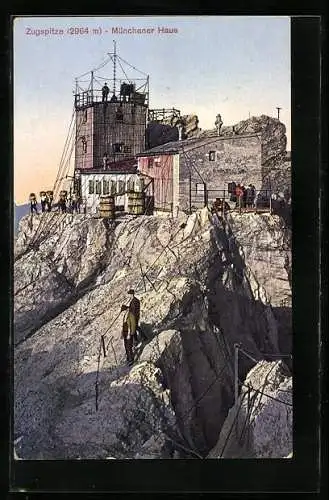 AK Münchener Haus, Berghütte auf der Zugspitze