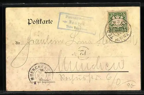 Lithographie Neureut, Panorama und Unterkunftshaus