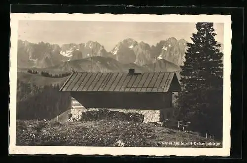 AK Priener Hütte, Berghütte mit Blick zum Kaisergebirge