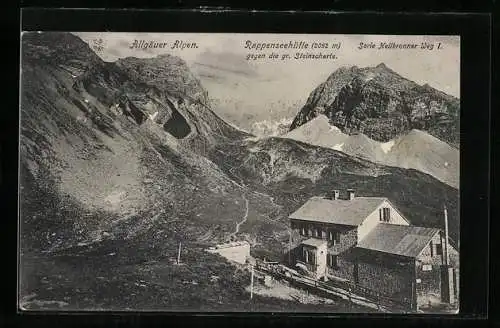 AK Rappenseehütte, Blick gegen die gr. Steinscharte, Heilbronner Weg