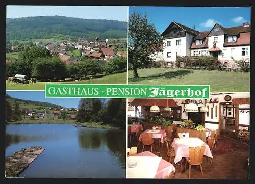 AK Sinntal-Neuengronau, Gasthaus-Pension Jägerhof, Lagertzstrasse 2, Ortsansicht aus der Vogelschau