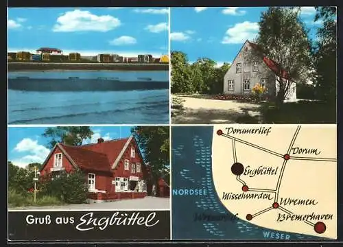 AK Engbüttel, Ortsansicht, Gasthaus zur Silberfuchsbörse, Kartenansicht