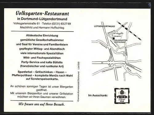 AK Dortmund-Lütgendortmund, Volksgarten-Restaurant, Volksgartenstrasse 61