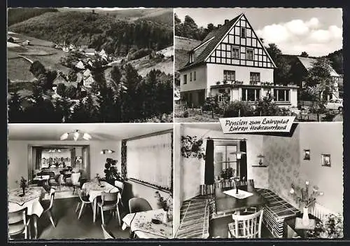 AK Latrop /Sauerland, Hotel-Pension zum Latroptal, Ortsansicht aus der Vogelschau