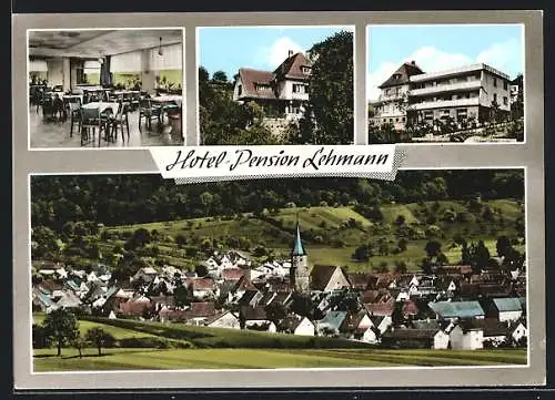 AK Kürnbach bei Bretten, Hotel-Pension Lehmann, Ortsansicht aus der Vogelschau