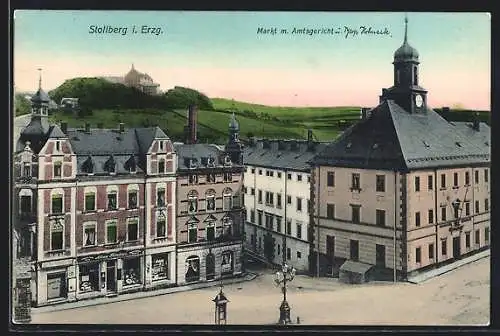 AK Stollberg i. Erzgeb., Markt mit Amtsgericht