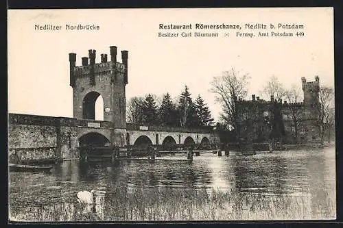 AK Nedlitz b. Potsdam, Parkrestaurant Nedlitz und Nedlitzer Nordbrücke