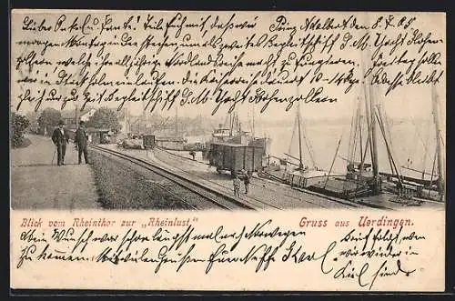 AK Uerdingen, Blick vom Rheinthor zur Rheinlust