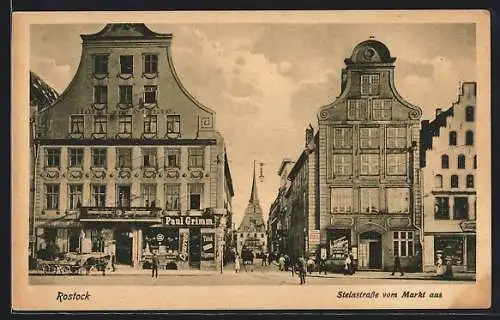 AK Rostock, Steinstrasse vom Markt aus gesehen