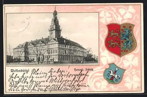 Passepartout-Lithographie Wolfenbüttel, Herzogl. Schloss, Wappen