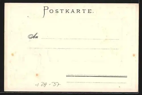 Passepartout-Lithographie Frankfurt /Main, Panorama mit den Mainbrücken, Wappen