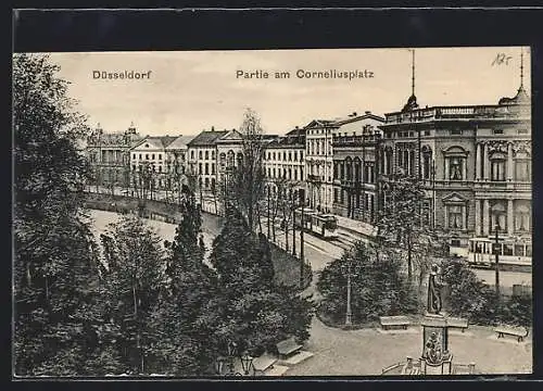 AK Düsseldorf, Strassenbahn am Corneliusplatz