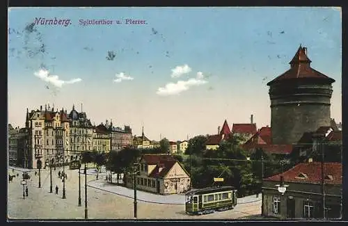 AK Nürnberg, Spittlertor und Plerrer, Strassenbahn