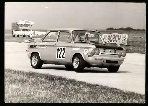 Fotografie Erwin Jelinek, Wien, Auto NSU Prinz, Rennwagen Startnummer 122 beim Flugplatz-Rennen Ulm Laupheim 1970