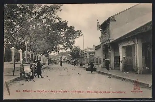 AK Dap-Cau, Rue principale, La Poste et l`Hotel Gouguenhem