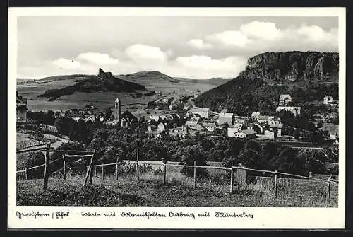 AK Gerolstein, Totale mit Dolomitfelsen, Auberg mit Munterley