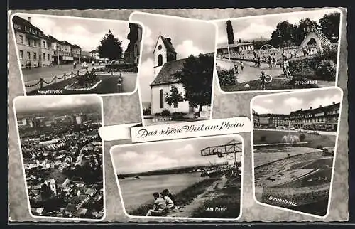 AK Weil am Rhein, Hauptstrasse, Strandbad, Teilansicht