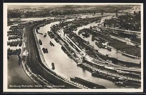 AK Duisburg-Ruhrort, Blick auf die Häfen, Fliegeraufnahme