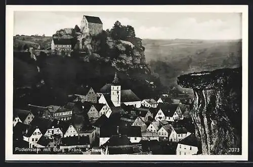 AK Pottenstein /Fränk. Schweiz, Ortsansicht mit Burg