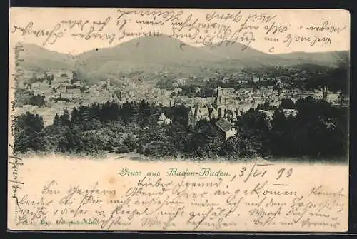 AK Baden-Baden, Fliegeraufnahme vom Ort und Umgebung