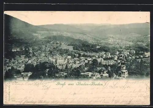 AK Baden-Baden, Totalansicht mit Fernblick