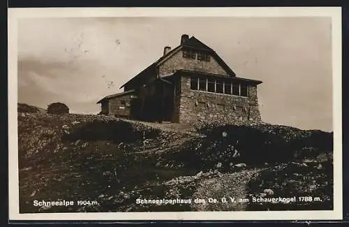 AK Schneealpenhaus, Blick auf die Hütte