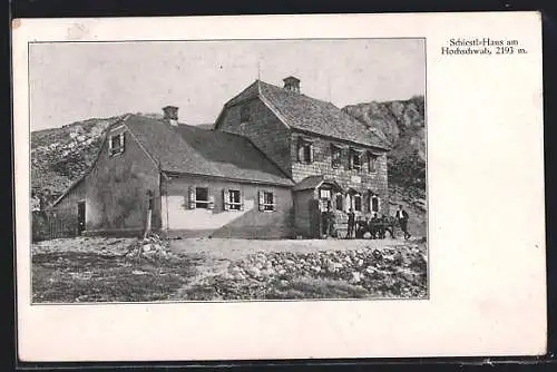 AK Schiestl-Haus, Totalansicht der Berghütte