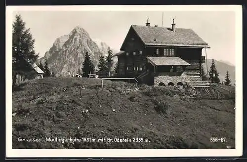AK Mödlingerhütte, Berghütte mit Gr. Ödstein, Gesäuse