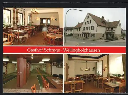 AK Wellingholzhausen, Gasthof Schrage in vier Ansichten