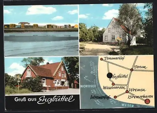 AK Engbüttel, Ortsansicht, Gasthaus zur Silberfuchsbörse, Kartenansicht