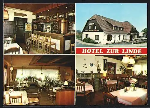 AK Hittfeld, Hotel-Gasthaus Zur Linde in vier Ansichten