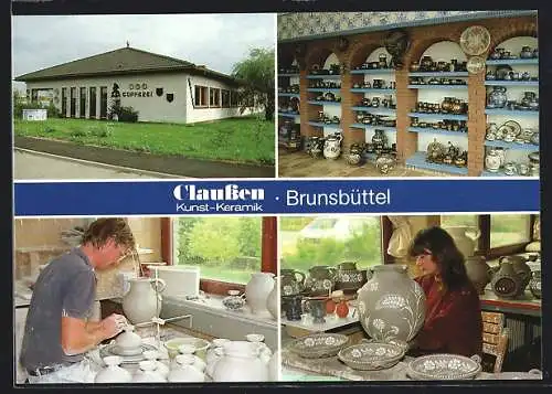 AK Brunsbüttel, Claussen Kunst-Keramik in vier Ansichten