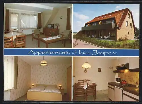 AK Büsum /Nordsee, Vier Ansichten vom Appartments Haus Jasper