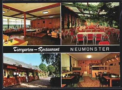 AK Neumünster, Tiergarten-Restaurant in vier Ansichten