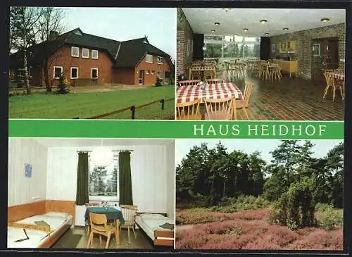 AK Bispingen-Behringen, Ferienheim Haus Heidhof in vier Ansichten