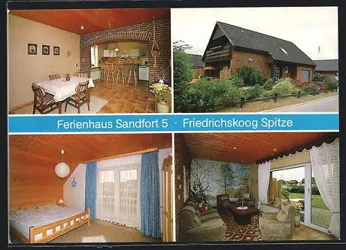 AK Friedrichskoog Spitze /Nordsee, Ferinhaus Sandfort 5 in vier Ansichten