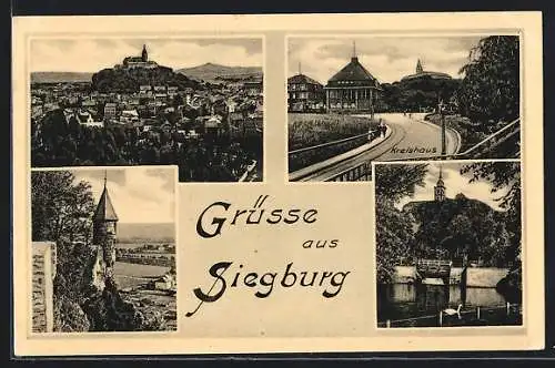 AK Siegburg, Ortsansicht mit Kreishaus