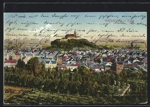 AK Siegburg, Totalansicht mit Burg