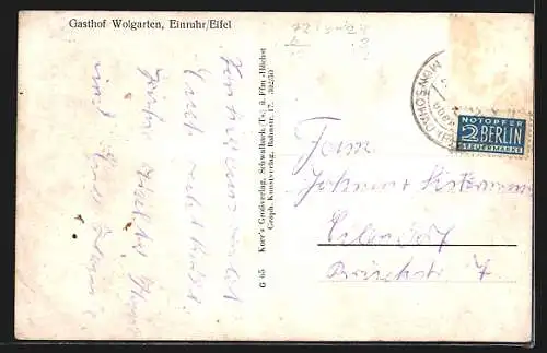 AK Einruhr /Eifel, Uferpartie mit Brücke