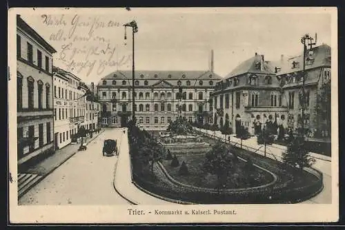AK Trier, Kornmarkt und Kaiserliches Postamt