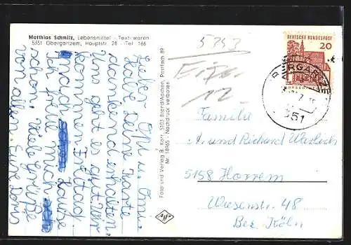 AK Obergartzem, Neue Schule, Kirche, Ehrenmal