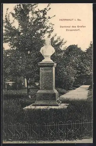AK Herrnhut i. Sa., Denkmal des Grafen Zinzendorf