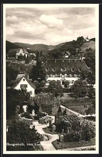 AK Gengenbach, Ortspartie mit Park