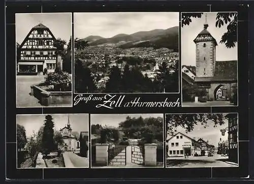 AK Zell a. Harmersbach /Schwarzwald, Geschäft, Tor, Kirche